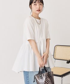 AMERICAN HOLIC 布帛切替ペプラム半袖プルオーバー