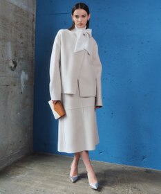 BEIGE， 【andGIRL 秋号掲載】LEMOORE / ウールリバースタンドカラーショートコート