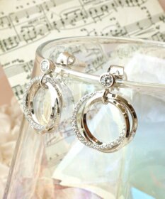 Tiaclasse 【金属アレルギー対応】　ストーンフープバインドピアス