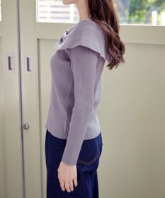 Tiaclasse リボン衿リブニットトップス