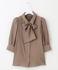 Feroux 【洗える】リボンタイパフスリーブ ブラウス