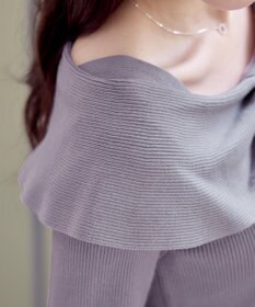 Tiaclasse リボン衿リブニットトップス