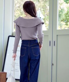 Tiaclasse 【洗える】リボン衿リブニットトップス