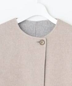 J.PRESS LADIES 【リバーシブル】ウールナイロン リバー ノーカラー ショートコート