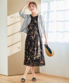 Tiaclasse 【小倉優子さん着用・洗える】大花柄シフォンワンピース