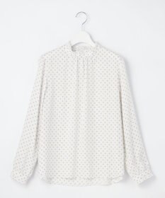 J.PRESS LADIES S 【洗える】ピーチサテン 幾何プリント ブラウス