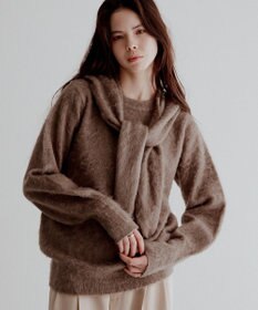 CRAFT STANDARD BOUTIQUE フードストール付きニットプルオーバー