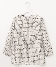 自由区 L 【セットアップ対応・洗える】スクラッチチェックプリント ブラウス