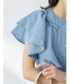 earth music&ecology ラッフル前開きデニムワンピース