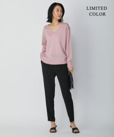 ICB 【WEB限定カラーあり・洗える】ペーパーブレンドシャインニット Vネックプルオーバー