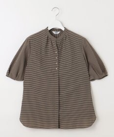 J.PRESS LADIES L 【洗える】バイカラーギンガムタンブラー スタンドカラー ブラウス