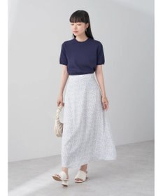 earth music&ecology フラワープリントフレアスカート