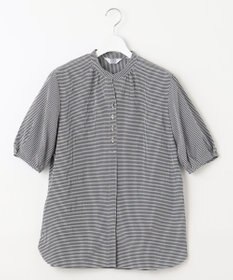 J.PRESS LADIES L 【洗える】バイカラーギンガムタンブラー スタンドカラー ブラウス