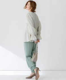 23区 L 【防シワ性/吸水速乾】ジョーゼットサテン ジョグパンツ