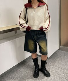 WEGO ハーフジップニットプルオーバー