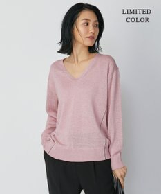 ICB 【WEB限定カラーあり・洗える】ペーパーブレンドシャインニット Vネックプルオーバー