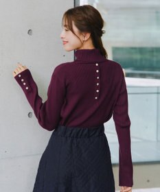 Tiaclasse 【洗える】タートルボタンニットトップス