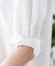 Tiaclasse L 【洗える】麻調リボン袖ブラウス