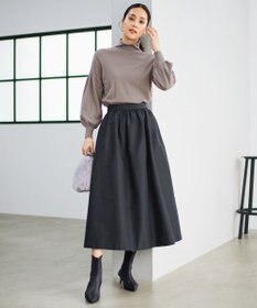 自由区 【洗える】ソフトウールハイゲージパフスリーブハイネック ニット