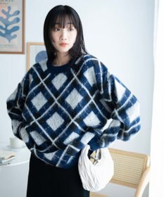 WEGO モヘアライク総柄BIGプルオーバー