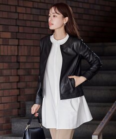 Tiaclasse 【洗える】-TiaBASIC-バンドカラーシャツチュニックブラウス