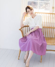 Tiaclasse L 【洗える】麻調リボン袖ブラウス