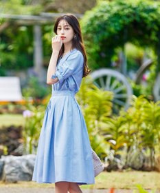 Tiaclasse L 【洗える】麻調リボン袖ブラウス