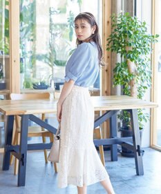 Tiaclasse L 【洗える】麻調リボン袖ブラウス