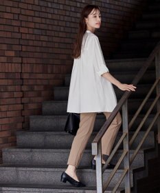 Tiaclasse 【洗える】-TiaBASIC-バンドカラーシャツチュニックブラウス