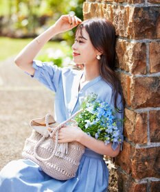 Tiaclasse L 【洗える】麻調リボン袖ブラウス