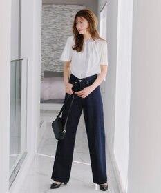 Tiaclasse L 【新色追加・洗える】フロントタック配色ブラウス