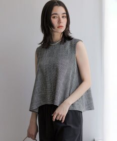 組曲 【WEB限定】メランジレノクロス 裾フレアブラウス ブラック系7