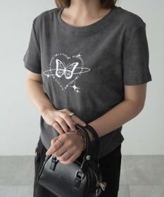 WEGO メタリックバタフライサークルロゴT