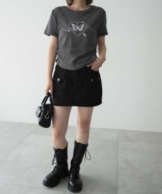 WEGO メタリックバタフライサークルロゴT