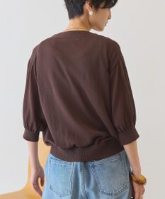 AMERICAN HOLIC 5分袖シアーVネックニットカーディガン