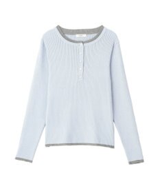 earth music&ecology バイカラーヘンリーネックニットプルオーバー