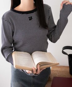 WEGO ワンポイントデザインフィンガーホールリブロンT