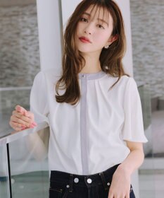 Tiaclasse L 【新色追加・洗える】フロントタック配色ブラウス