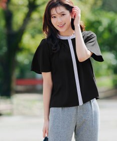 Tiaclasse L 【新色追加・洗える】フロントタック配色ブラウス