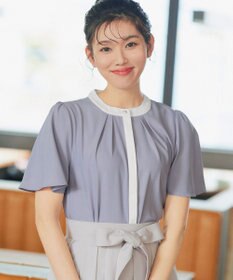 Tiaclasse L 【新色追加・洗える】フロントタック配色ブラウス