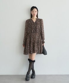 earth music&ecology フラワー楊柳ティアードミニワンピース