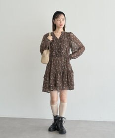 earth music&ecology フラワー楊柳ティアードミニワンピース