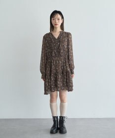 earth music&ecology フラワー楊柳ティアードミニワンピース