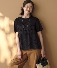 23区 S カットワークエンブロイダリー スカラップヘム トップス