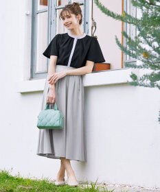 Tiaclasse L 【新色追加・洗える】フロントタック配色ブラウス