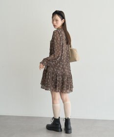 earth music&ecology フラワー楊柳ティアードミニワンピース