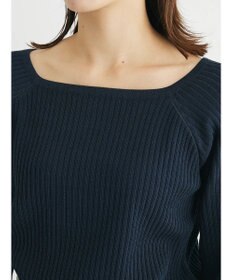 Green Parks 洗える　スクエアネックリブニットプルオーバー