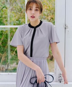 Tiaclasse L 【新色追加・洗える】フロントタック配色ブラウス