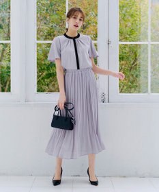 Tiaclasse L 【新色追加・洗える】フロントタック配色ブラウス