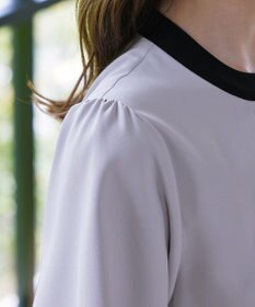 Tiaclasse L 【新色追加・洗える】フロントタック配色ブラウス